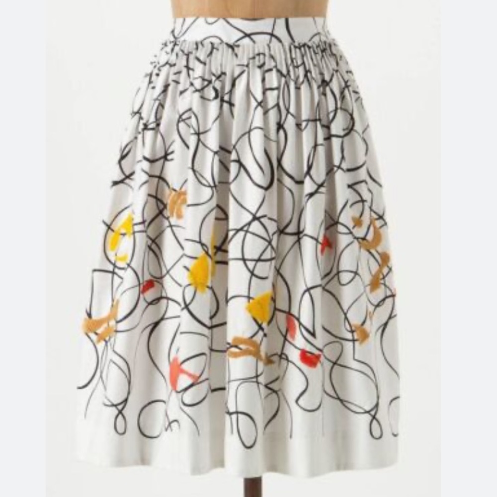 Anthropologie Maeve Shape Swirled full pleated skirt 8